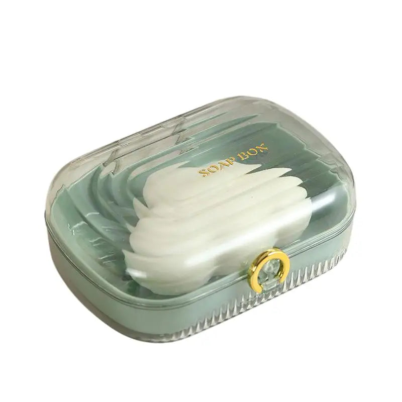 Leakproof Portable Soap Case Lid Detachable Drain Layer Home Gym Zpaxo Green