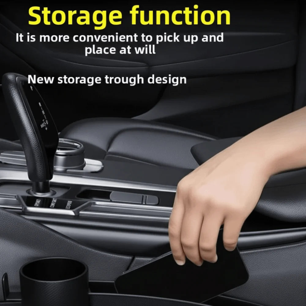 4 in 1 Multi-functional Car Seat Gap Organizer Hook Belt Dual Slot Organizer With Cup Holder Universal Design Gap Filler Strip Zpaxo