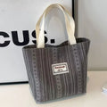 Vintage Striped Canvas Tote Bag Large-capacity Commuter Student