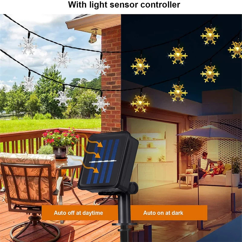 Solar Christmas Snowflake Lights Powered Led Outdoor Light Waterproof Zpaxo