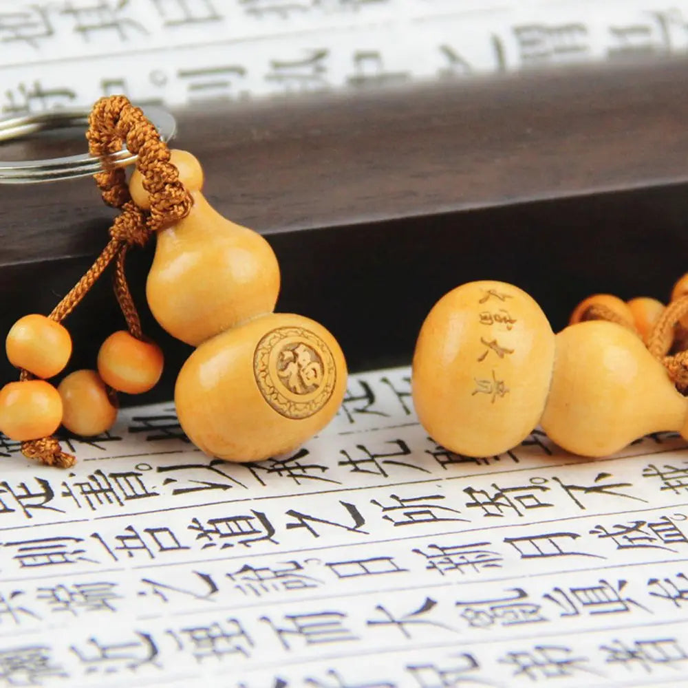 Gifts High Quality Ornaments Key Chain Car Key Ring Wishful Peach Wood Keyring Chinese Traditional Keychain Good Luck Gourd Zpaxo 04