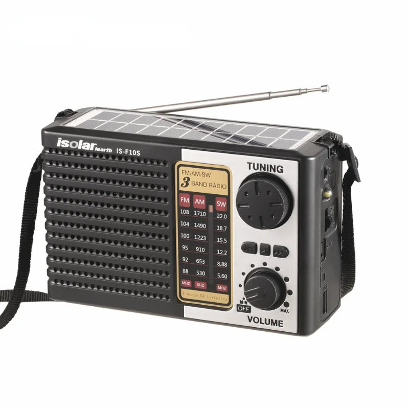 Wireless Bluetooth Speaker LED Flashlight FM AM SW Radio Solar
