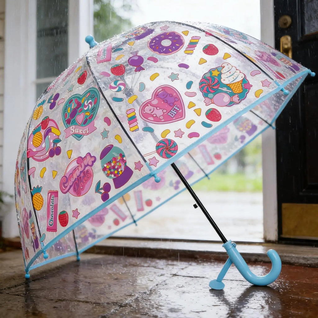 Kids Umbrella Non Slip Handle Windproof Cute Funny Clear Umbrellas