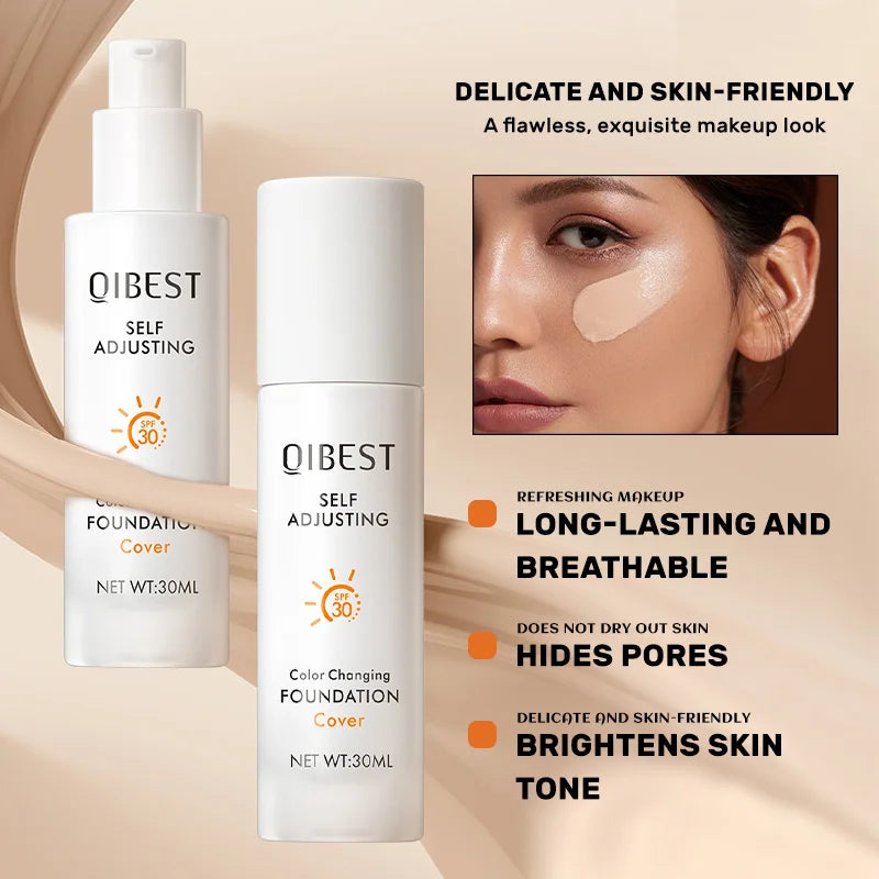 Invisible Fit Liquid Foundation Color-changing Moisturizing Makeup Concealer Waterproof Natural Clear Liquid Foundation Zpaxo
