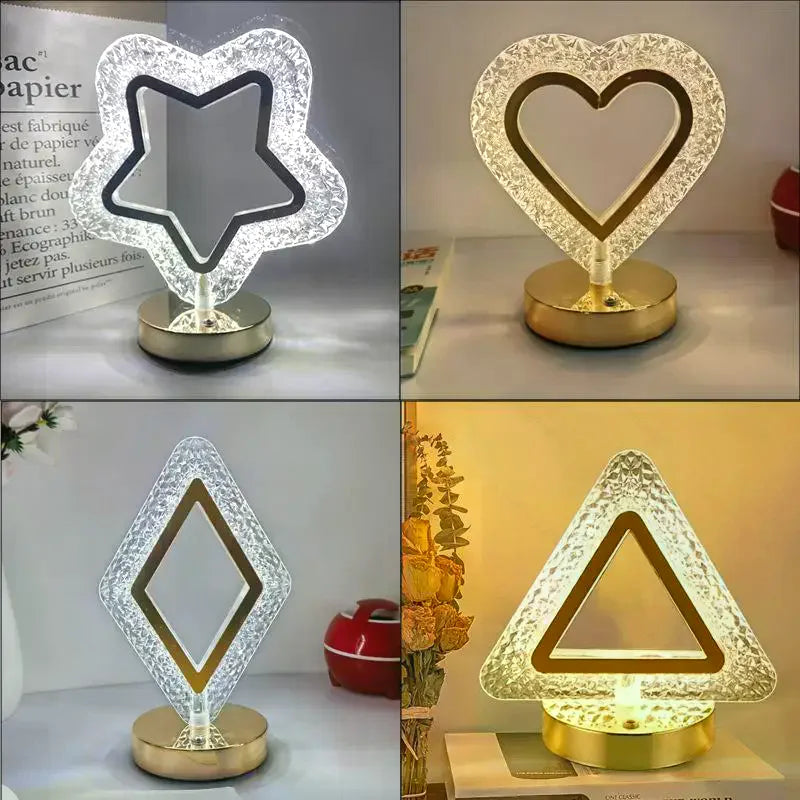 1Pcs USB Bedside LED Ambient Table 3D Moon Lamp Touch Control 3D Crystal Star Flower Night Light Girls Room Home Decor Zpaxo