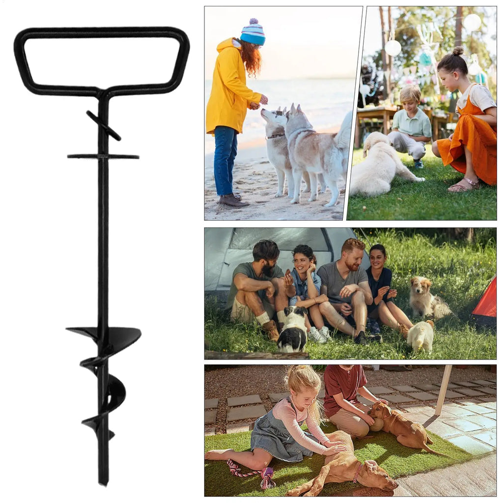 Dog Stake Heavy Duty Strong Grip Iron Strap Ground Garden Beach
