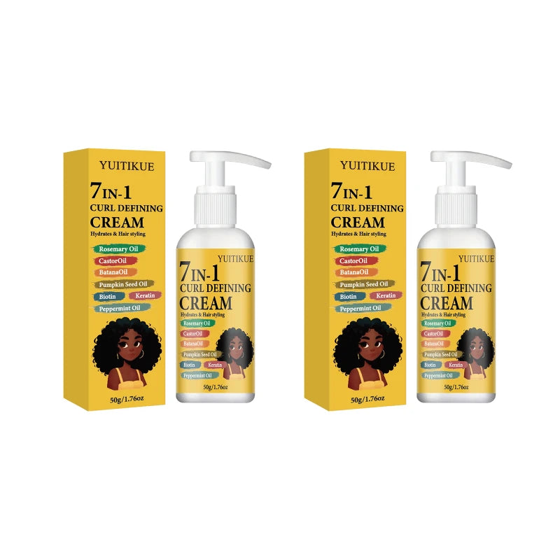 YUITIKUE 7-in-1 Curl Defining Cream – Bouncy Hydrated Curls Curl Defining Cream Zpaxo 2pc