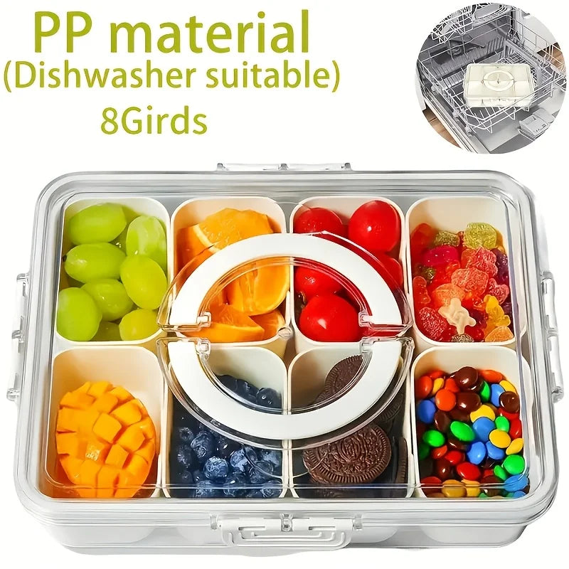 8-Compartment Clear Snack Container Lid Handledishwasher Microwave
