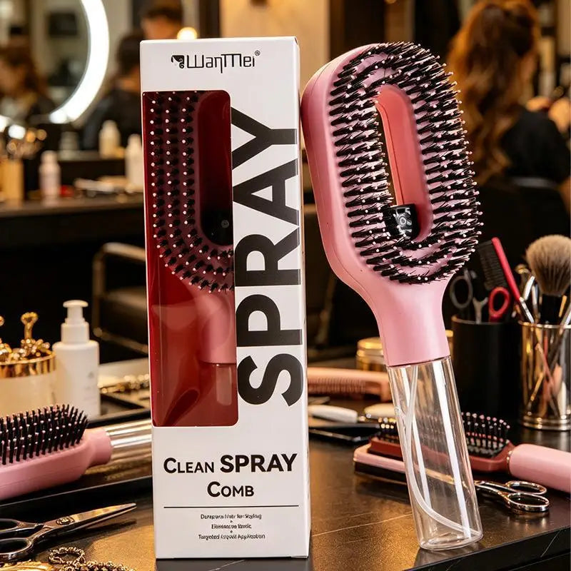 2-in-1 Spray Hair Brush & Water Mist Detangling Comb