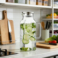 Borosilicate Glass Straight Water Pitcher Stainless Steel Lid