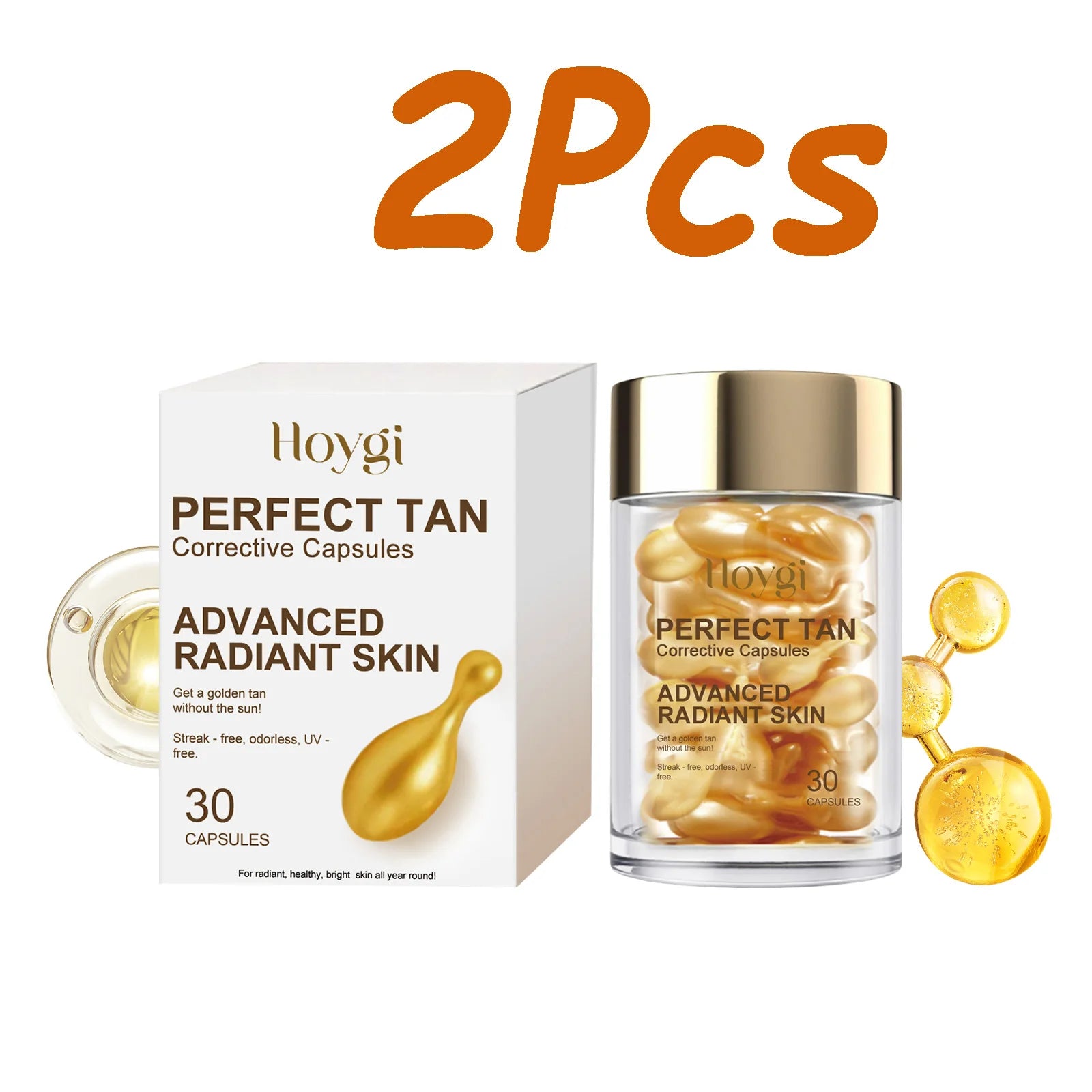 Hoygi Portable Tanning Capsules – Sunless Self-Tanning Serum 30ct Self-Tanning Serum Zpaxo 60 capsules