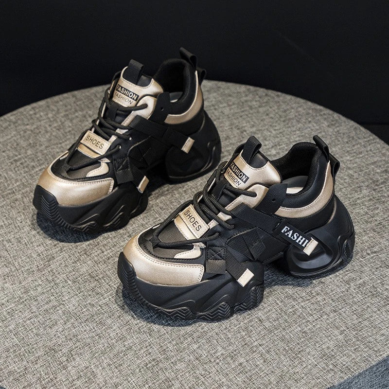 Womens Platform Chunky Sneakers Multiple Colors Hidden Heel Lift Lace Zpaxo