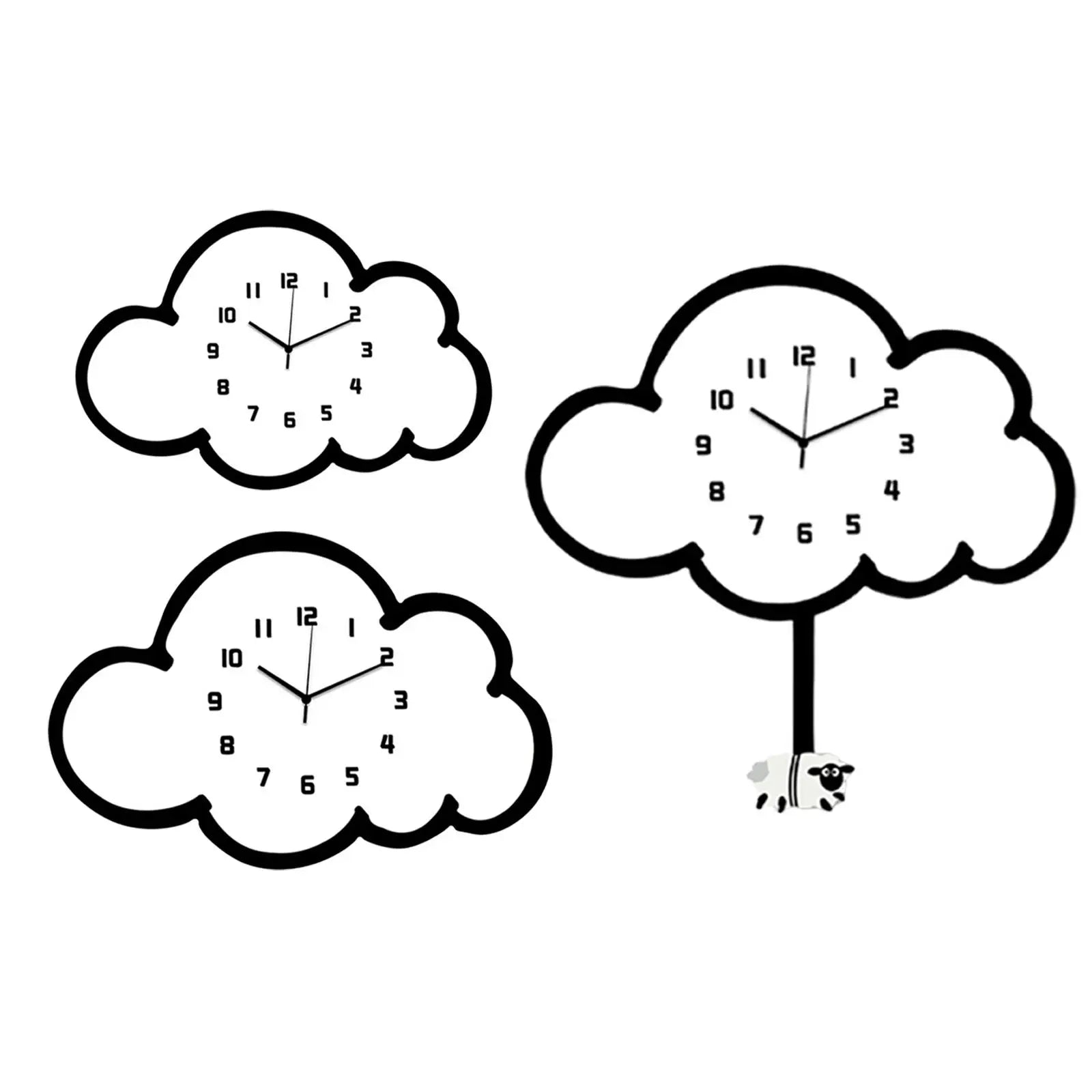 Cloud Wall Clock Stylish Modern Wood Decorative Ornament Kids Room Zpaxo