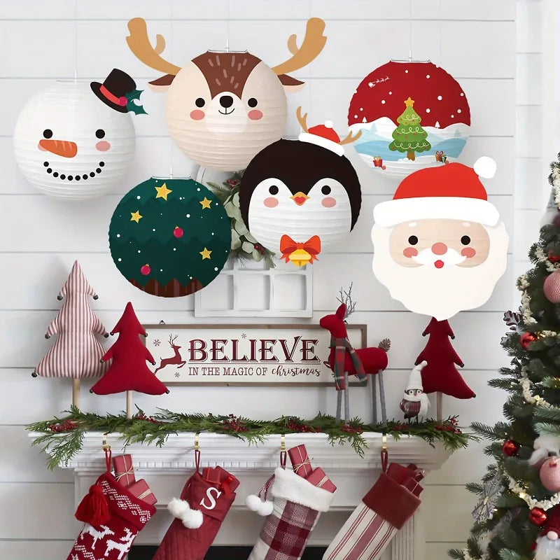 6-piece Christmas Paper Lantern DIY Decoration Lanterns Cartoon