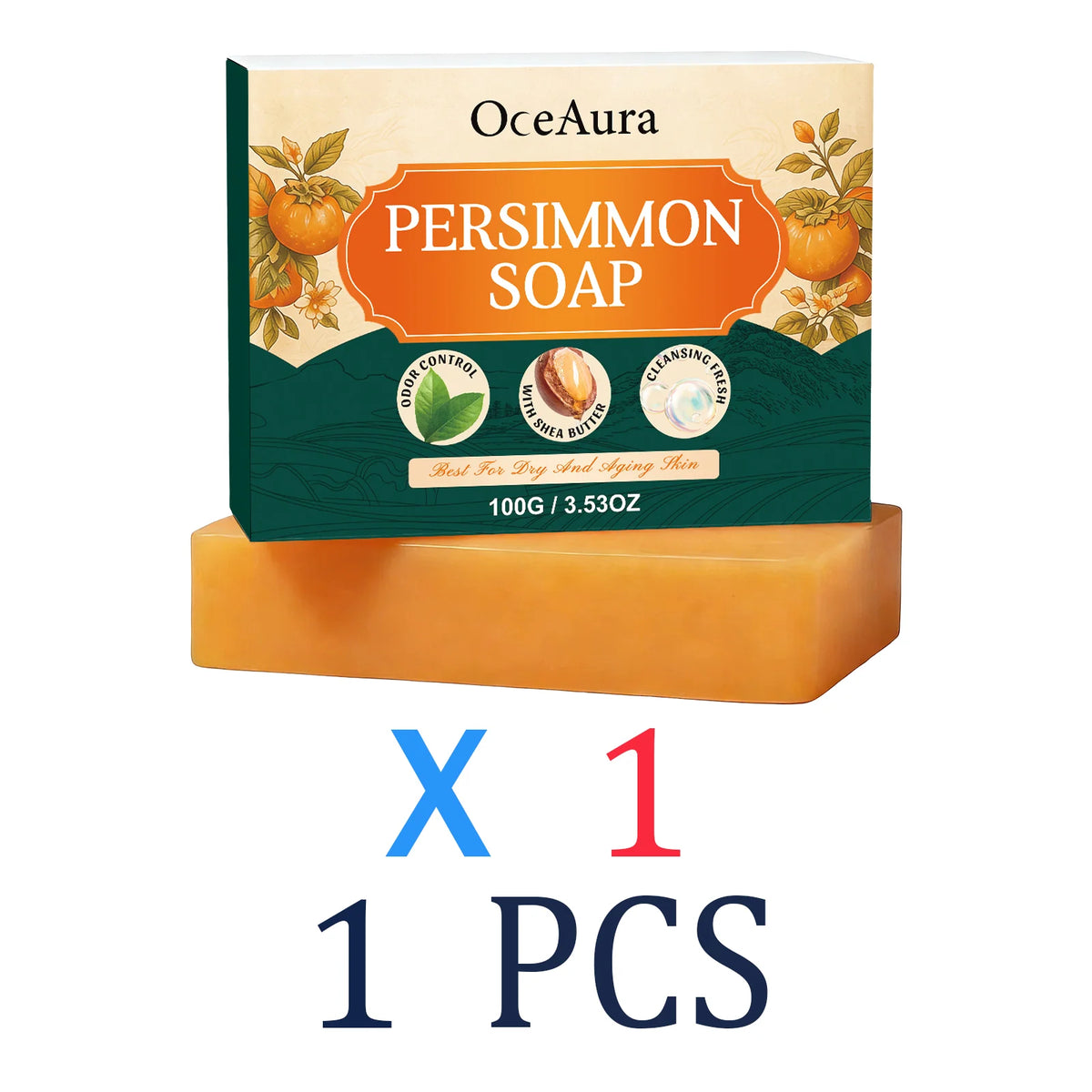 Natural Persimmon Fruit Soap Gentle Nourishing Barrier Protection Anti Dryness Body Wash Deep Hydration Lock Stabilizing 100g Zpaxo 1 Pcs