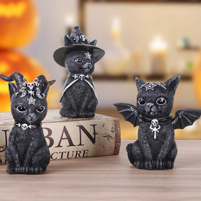 Demon Black Cat Decoration Ornament Halloween Small Magic Sculpture