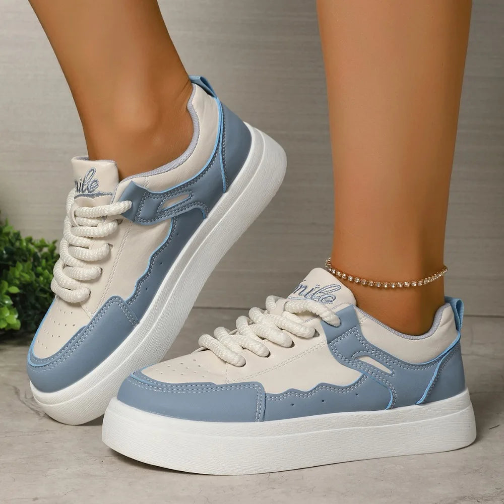 Round-toe Lace-up Casual White Thick-soled Vulcanized Shoes Seasonal