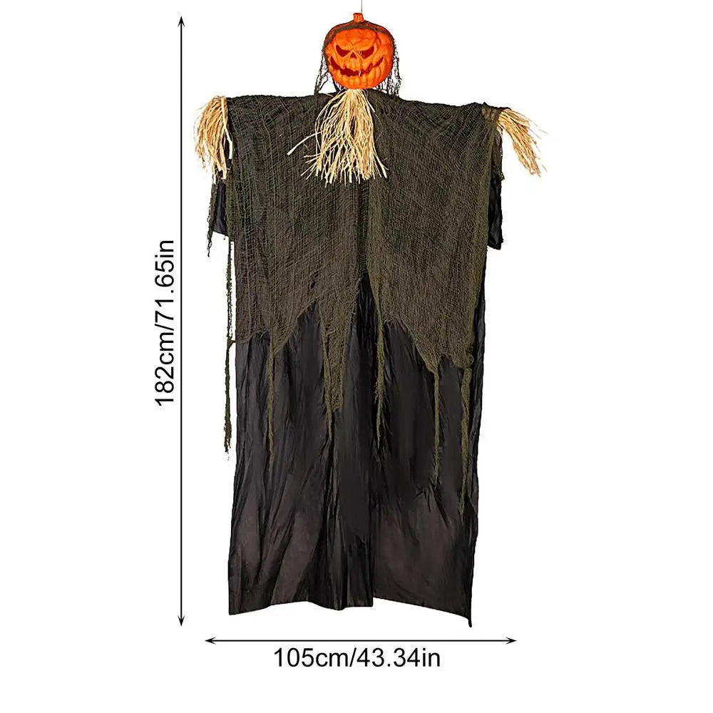 2023 Halloween Hanging Pumpkin Scarecrow Glowing Eyes Scary Voice