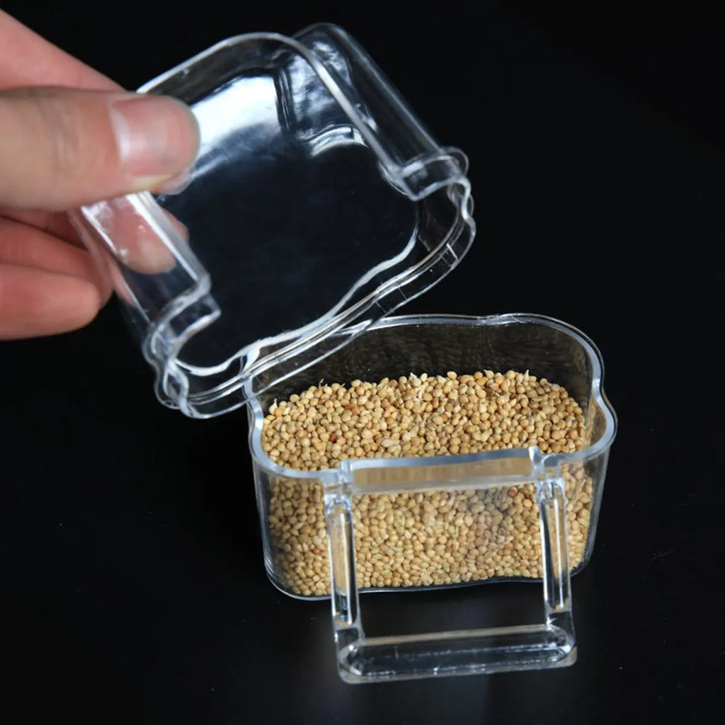 Acrylic Pet Bird Feeder Transparent Food Water Container Dispenser