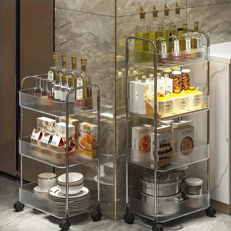 Organizer Bedroom Living Room Office 3 Tier Clear Storage Cart Wheels