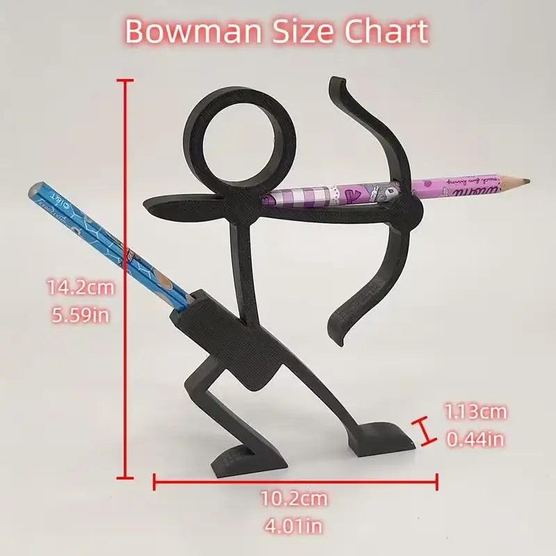 4 Styles 3D Printed Stick-Figure Pen Holders, Desktop Ornaments, Gift for Students/Christmas Zpaxo Archer