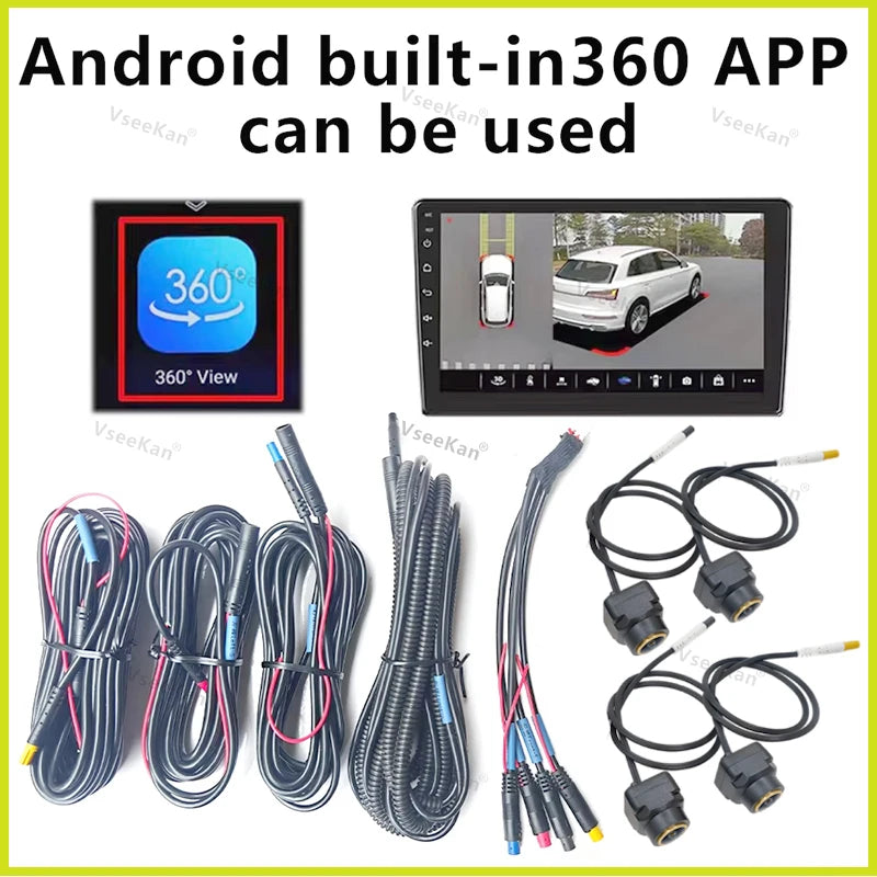 3D AHD1080P 360 Android Car Camera Panoramic View 4 Square Cameras