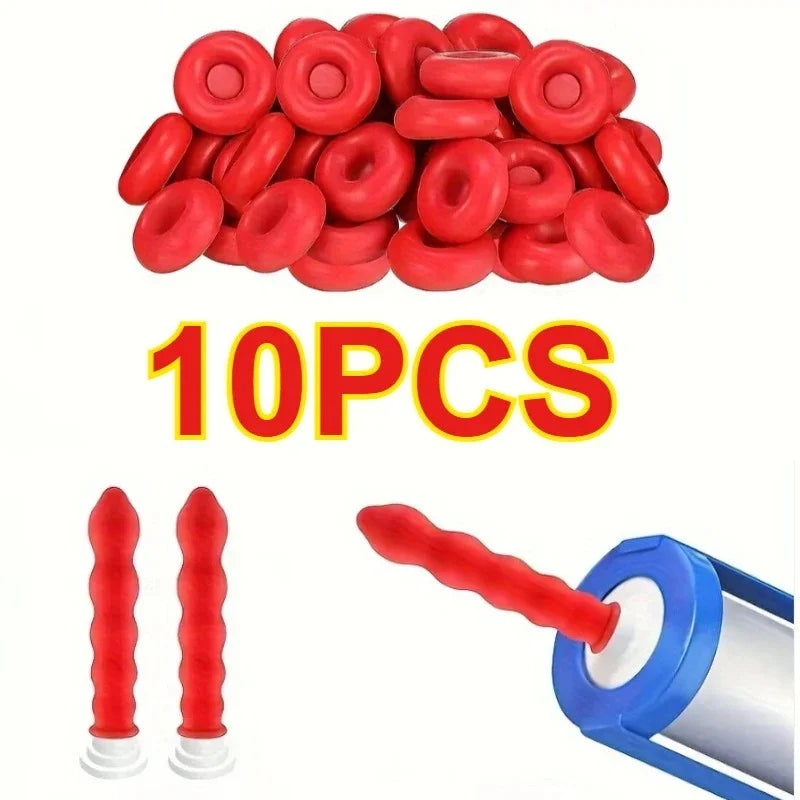 10pcs Caulk Caps Caulking Saver Tube Sealer Glue Sealing Protector For Latex Nozzle Silicone Nozzles Tips Leak-Proof Tools Zpaxo 10PCS red