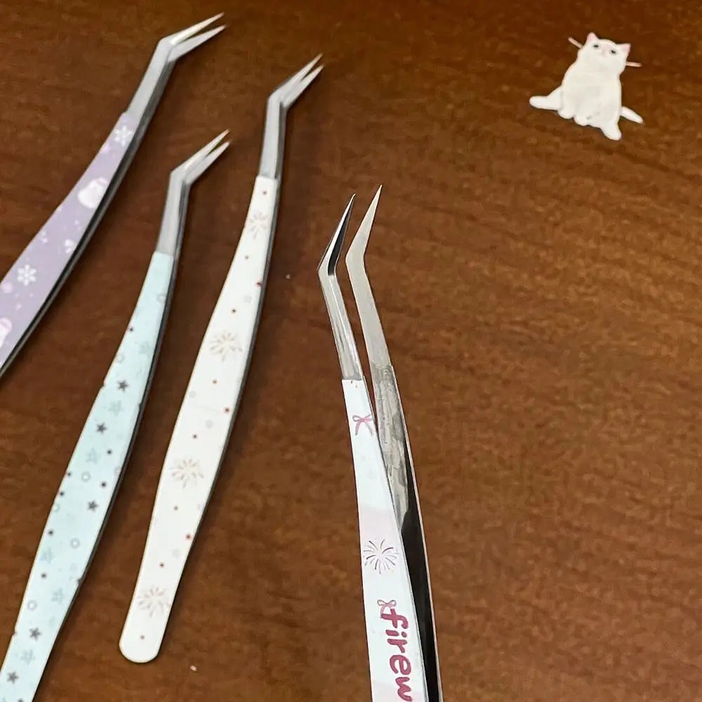 Stainless Steel Curved Stickers Tweezers Precision Anti-static False Zpaxo