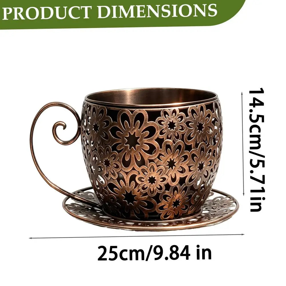 Funny Planter Iron Retro Hollow Teacup Yard Decor Large Garden Pots Zpaxo China Mainland Bronze