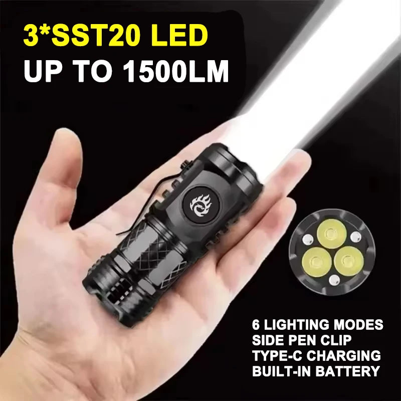 ESMARTER Mini LED Flashlight – Zoomable Rechargeable Camping Torch