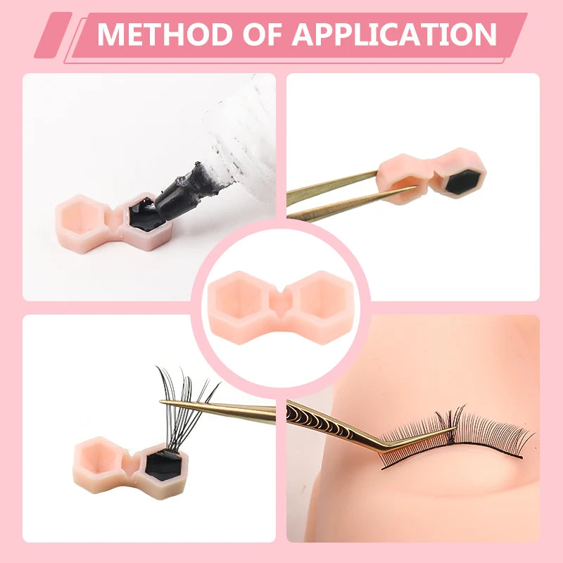 200pcs Eyelash Extension Glue Cup 2 Hole Honeycomb Tattoo Ink Pigment Holder Container Grafting Eyelashes Auxiliary Makeup Tool Zpaxo