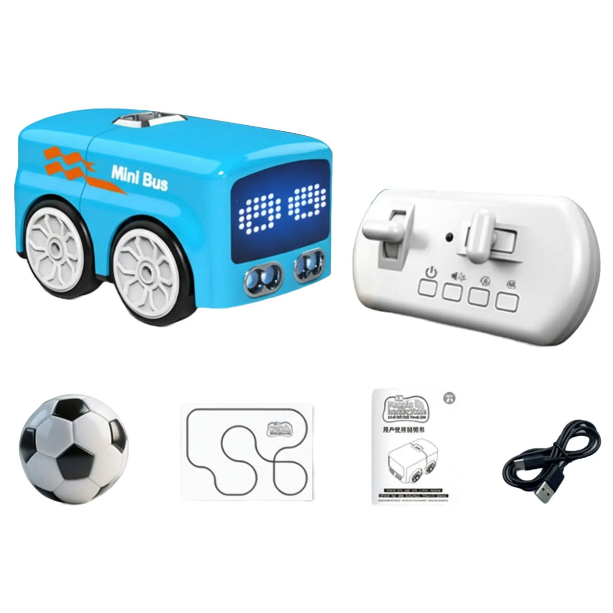 RC Intelligent Mini Bus Auto-Follow Line Tracking with Soccer Smart Gesture Control RC Car Mini Bus for Boys Birthday Toys Gifts Zpaxo Blue