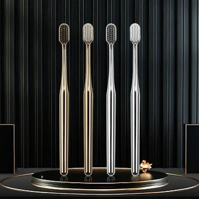 Luxury Soft Toothbrush – Gold & Silver Elegant Bristle Brush