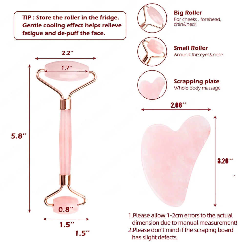Natural Rose Jade Gua Sha Gouache Scraper Massager Face Body Facial