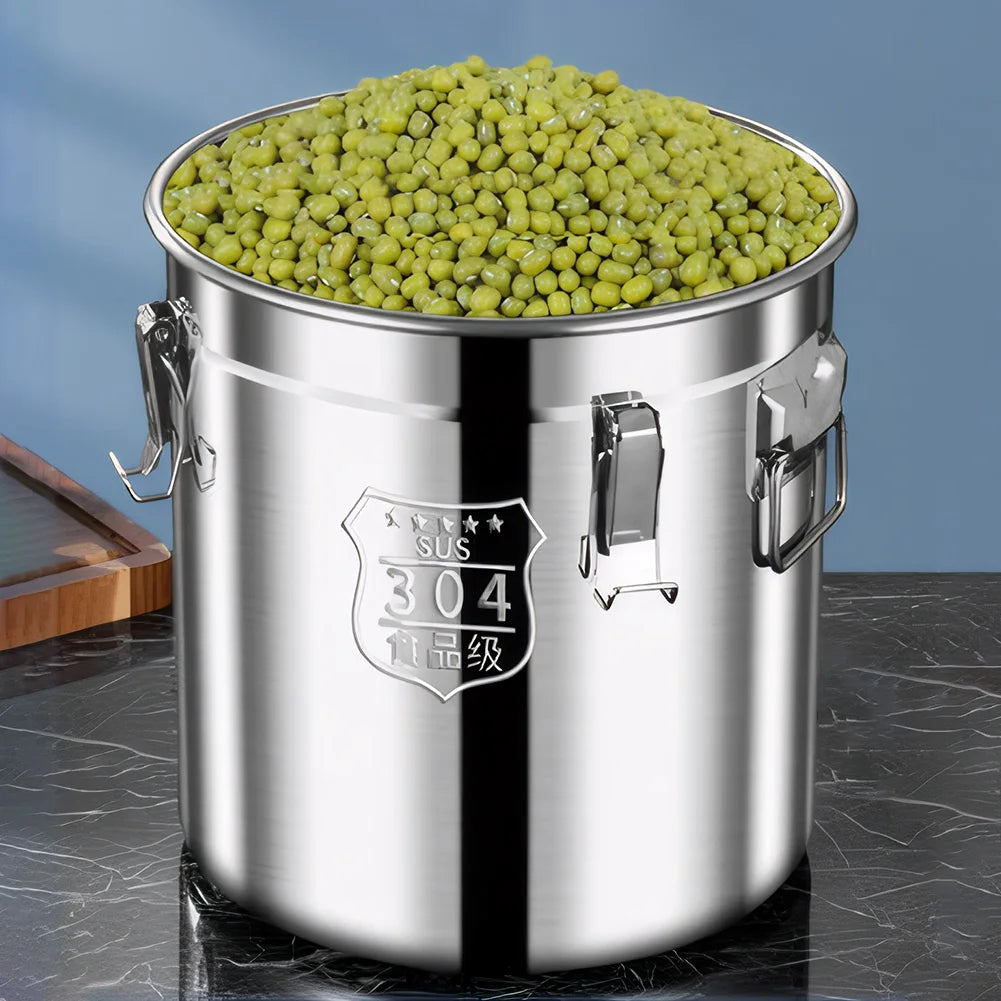 6 12 21 304 Stainless Steel Airtight Canister Lid Food Oil Sugar Milk