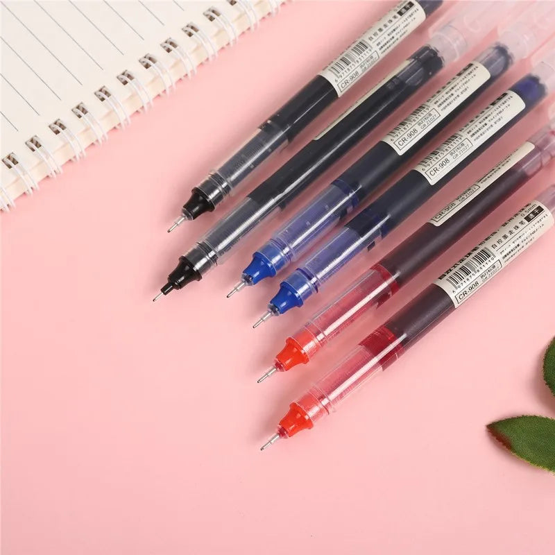 Needle Gel Pens Black Blue Red Ink Straight Liquid Pen Kawaii
