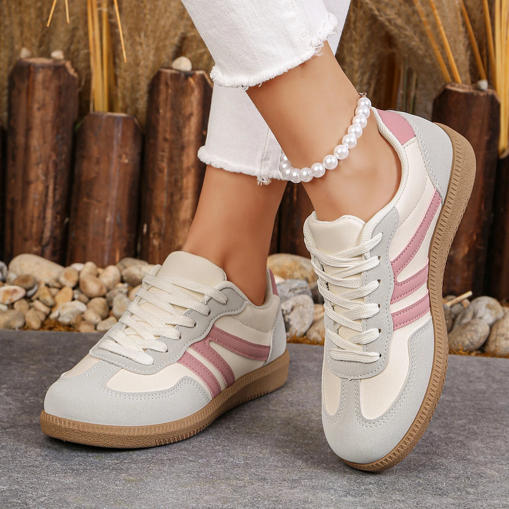 German Training Shoes Women 2025 Leather Sneakers Flat Lace-up Retro