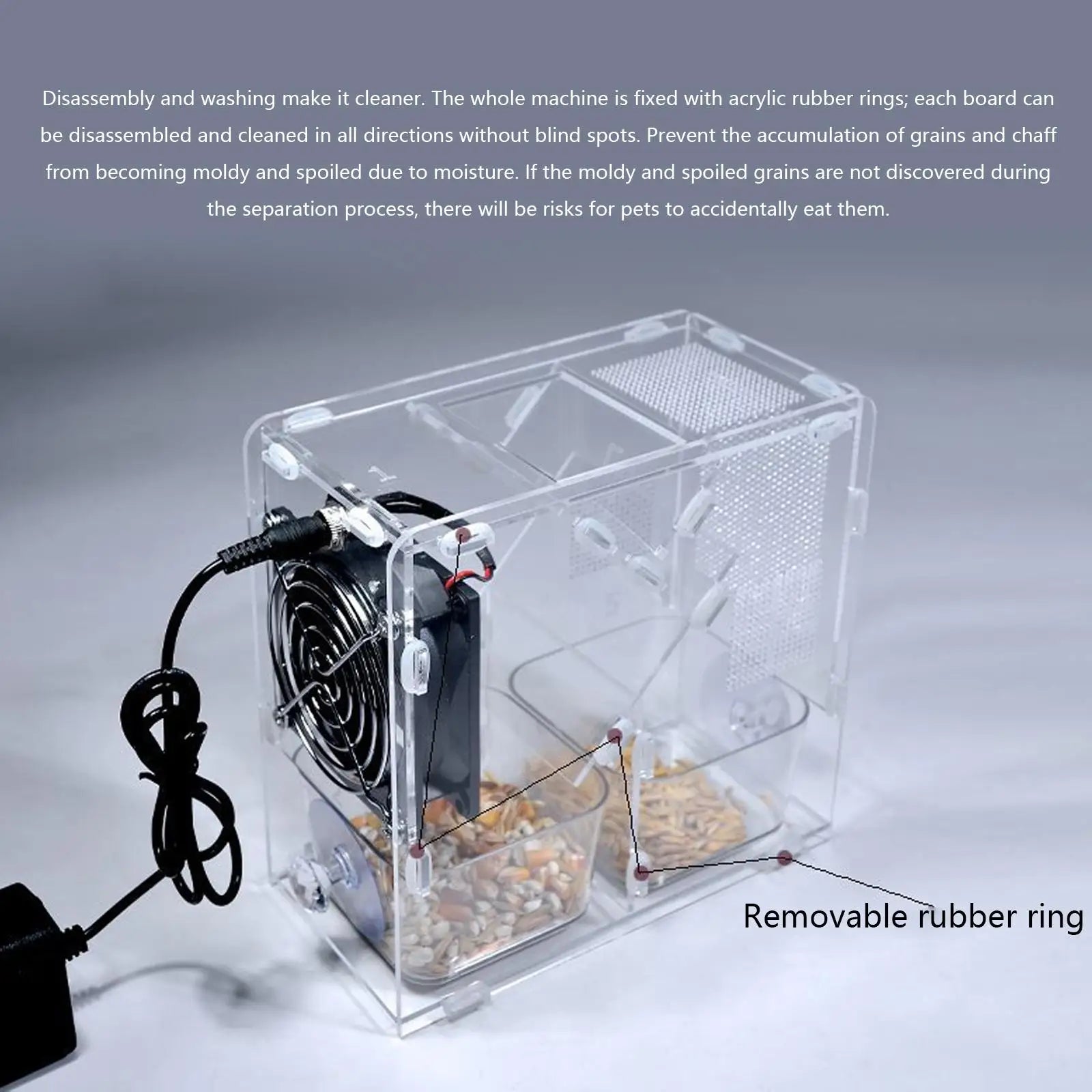 Electric Detachable Bird Food Shell Remover Clear Sifter Finch