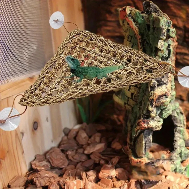Reptile Hamster Hammock Swing Hanging Seaweed Grass Mat Pet Bed