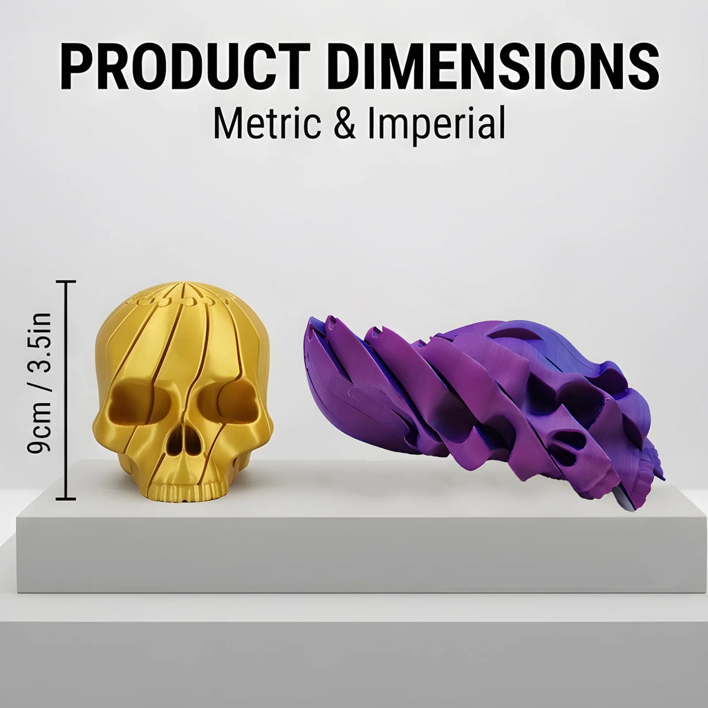 3D Printed Articulated Skull Fidget Toy Flexible Extendable Skeleton