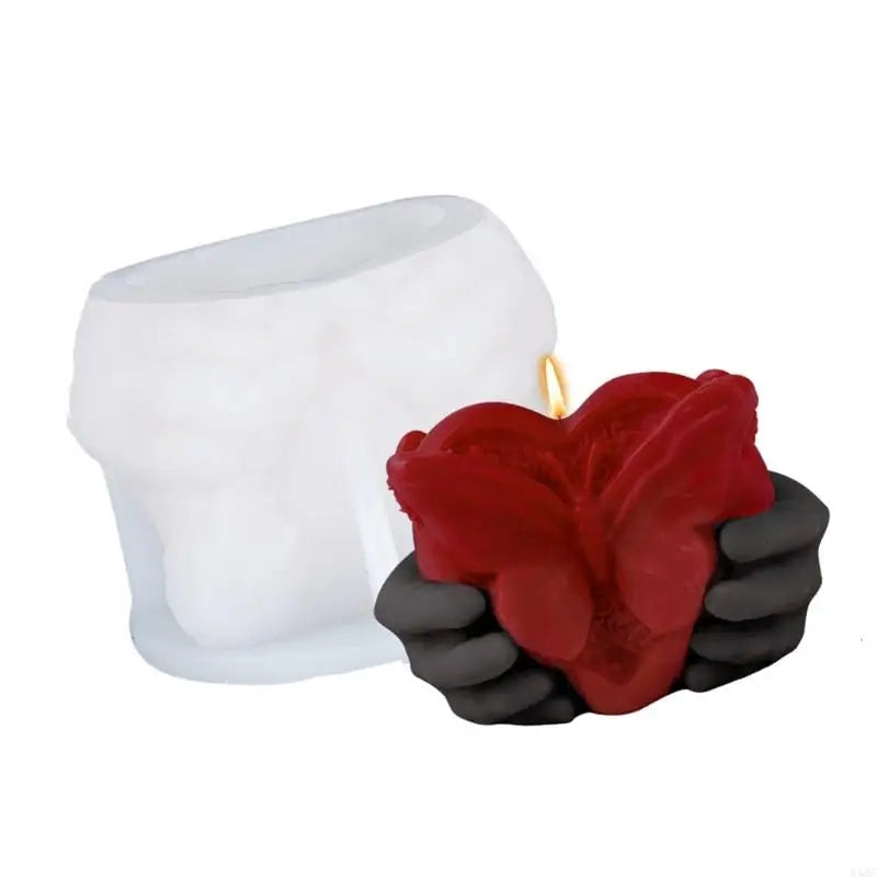 Heart Silicone Molds Epoxy Resin Soap Holding Hand Gypsum Decoration