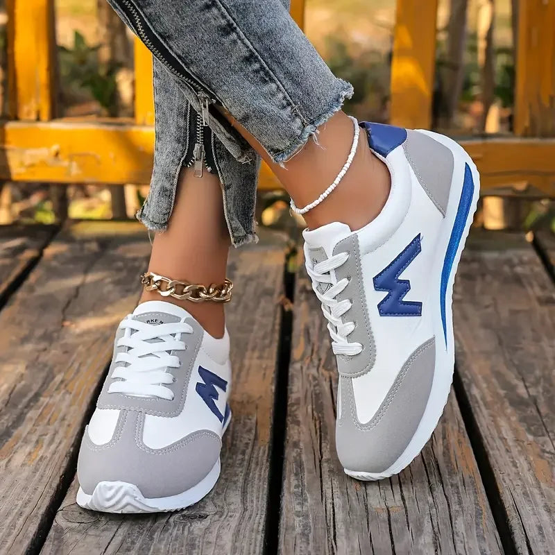 Women Sneakers Round Head Deep Mouth Sneakers Women Breathable Cross Lace Casual Sports Shoes Women Comfortable Tennis Sneakers Zpaxo Blue 43