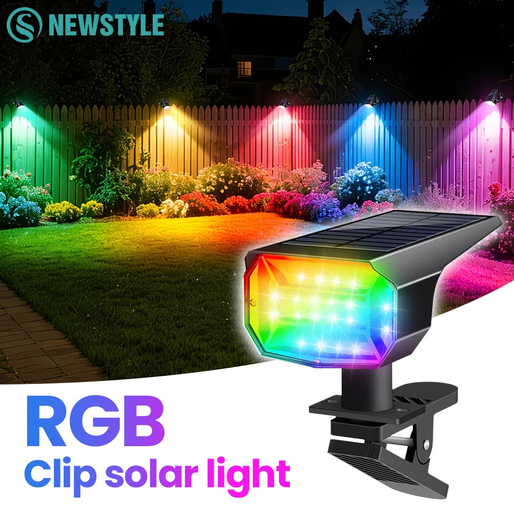 20LED RGB Clip On Solar Light 7 Lighting Modes Color Changing Waterproof IP65 Solar Railing Light For Wall Yard Railing Lighting Zpaxo