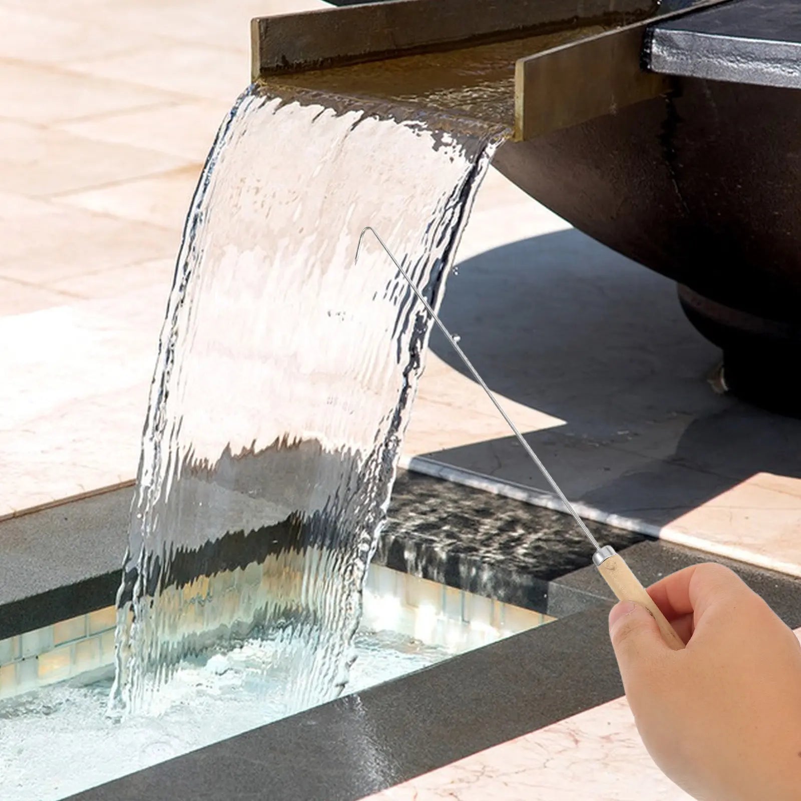 4Pcs Waterfall Spillway Cleaning Tool Efficient Fountain Pool Spa Debris Removal Hook for Steep Spillway Stone and Organic Zpaxo