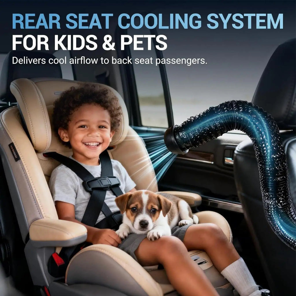 Car AC Vent Extender Backseat USB Airflow Fan 3 Meters Auto Kids Pets