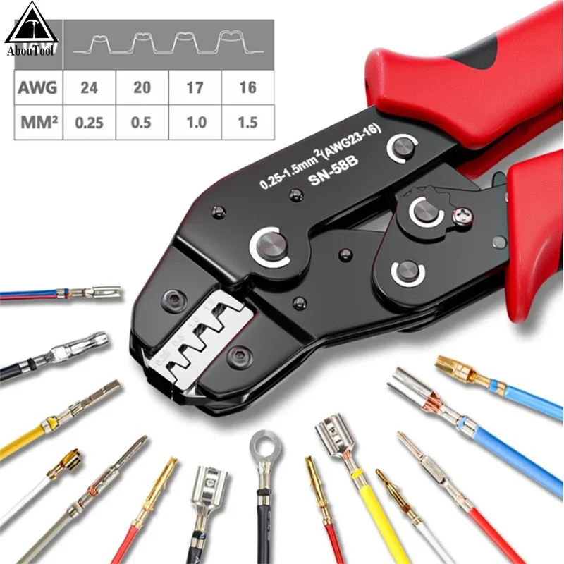 Professional Labor-Saving SN-58B Crimping Pliers Compatible with 6.3/4.8/2.8mm Spade Terminals for Precise Crimping for Dupont Zpaxo