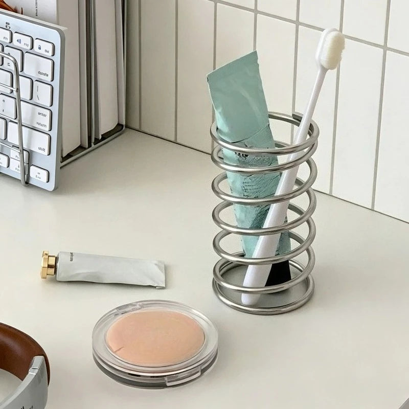 Stainless Steel Toothbrush Holder Bathroom Accessories Tool Toothpaste Makeup Brush Storage Rack Home Decoration Brush Holder Zpaxo