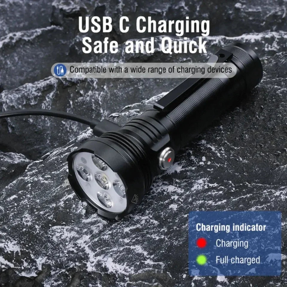 POCKETMAN 5-in-1 LED Flashlight USB Rechargeable 10 Modes 3800LM
