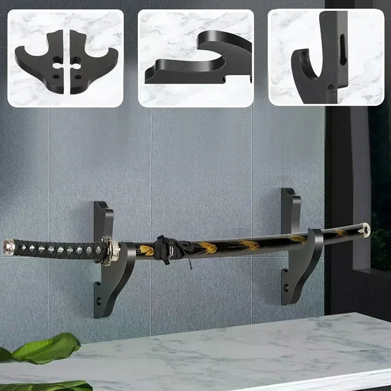 For Samurai Rack Wall Mount Wooden Sword Stand Holder Hook Hanger Adjustable Display Rack Knife Cosplay Wand Sword Zpaxo