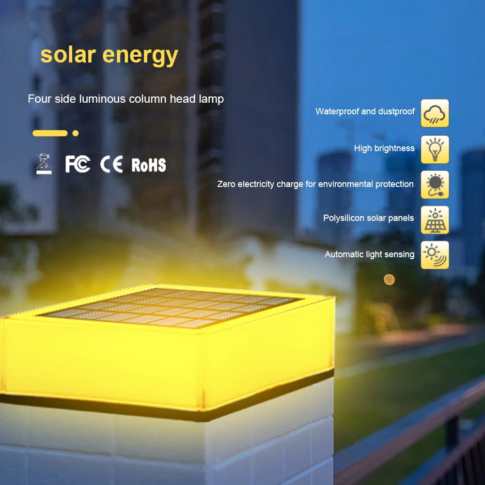 Solar Pillar Light LED Waterproof Terrace Lamp Outdoor Courtyard